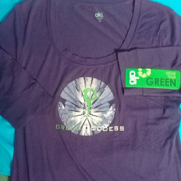 ALO BAMBOO T - SHIRT 3/4 SLEEVES DARK PURPLE ALO. - Picture 7 of 8